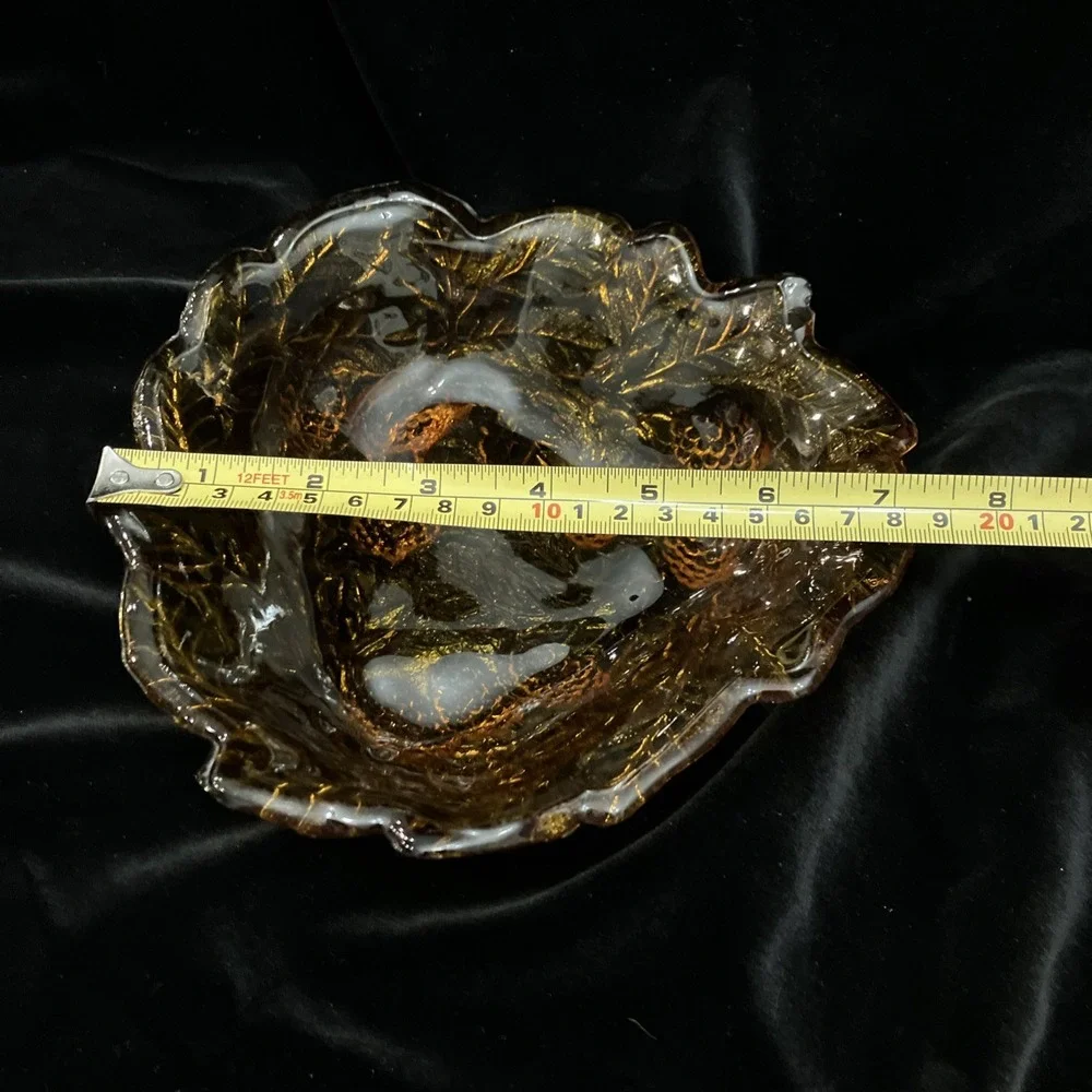 Vintage Indiana Amber Carnival Pressed Glass Marigold Loganberry Candy Nut Dish